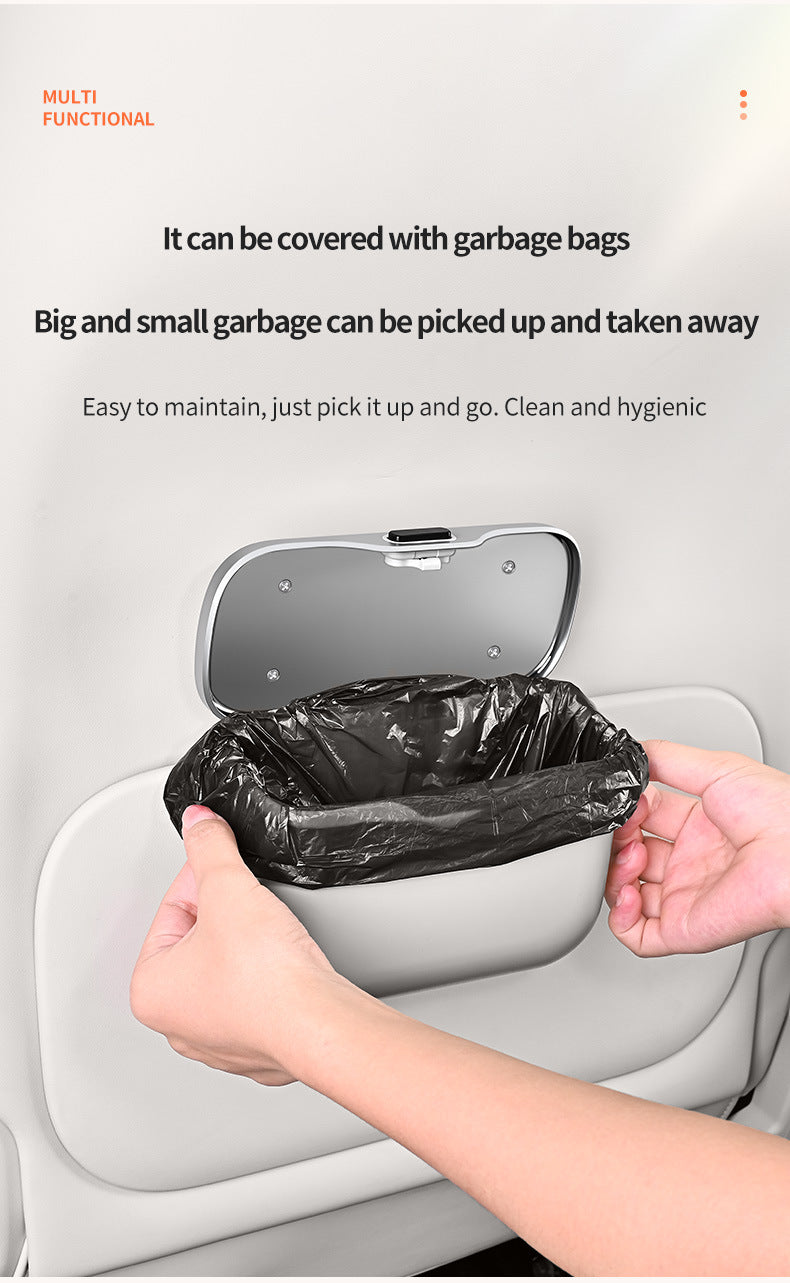 Car hanging rubbish bin with lid leather — view 12
