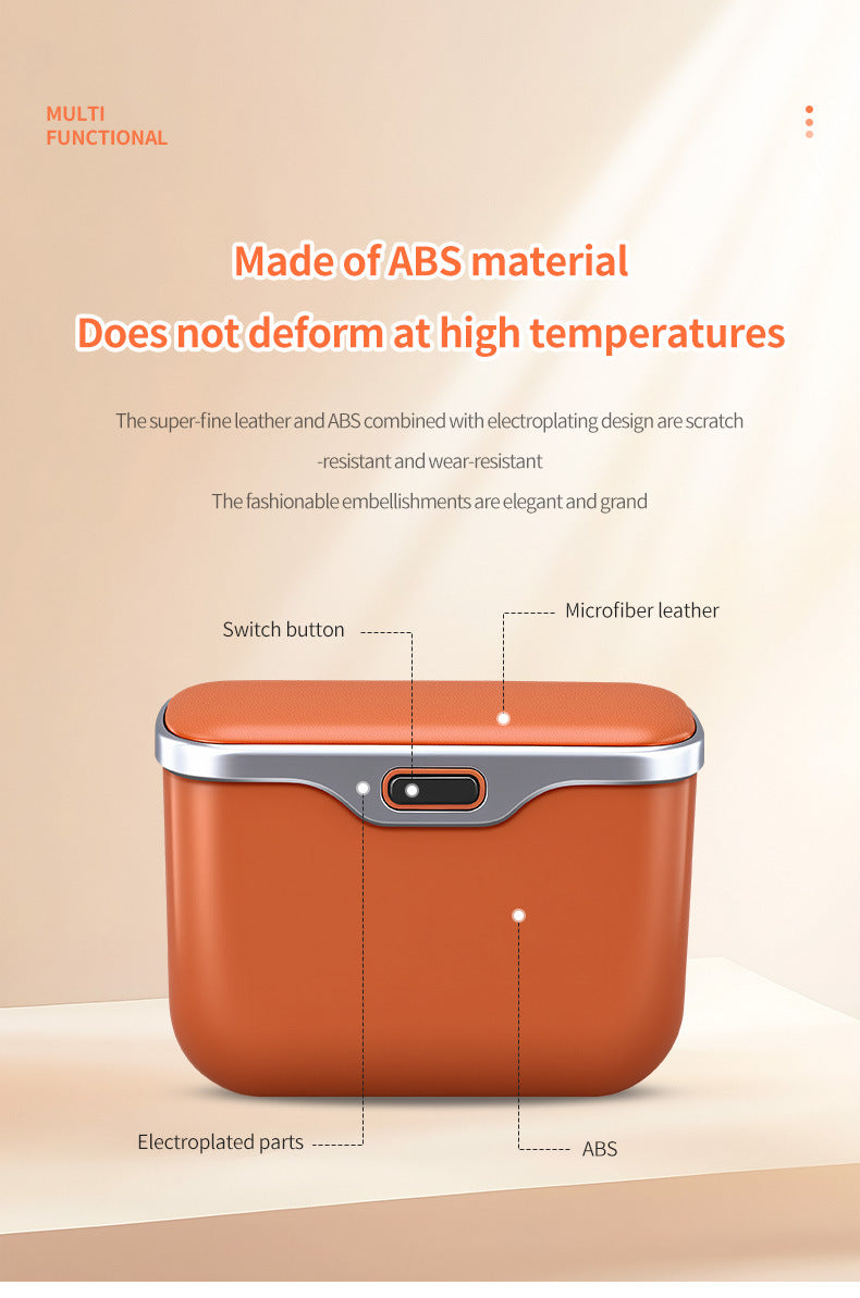 Car hanging rubbish bin with lid leather — view 14