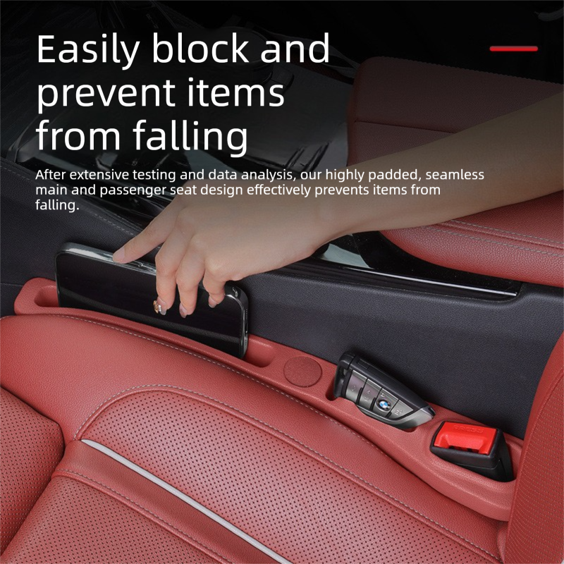 Car seat gap filler strip with storage slot — view 4