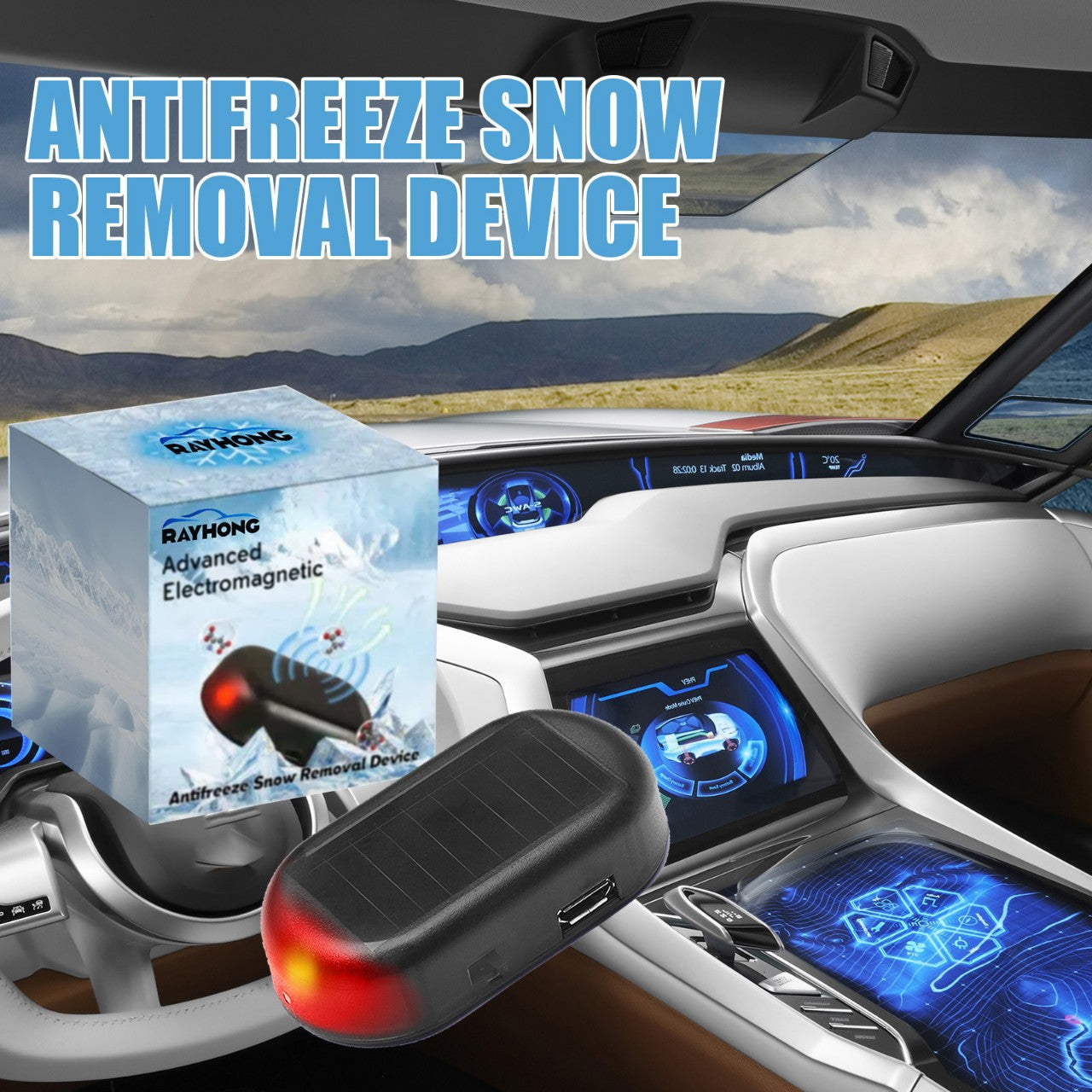 Solar car electromagnetic windshield de-icer — view 3