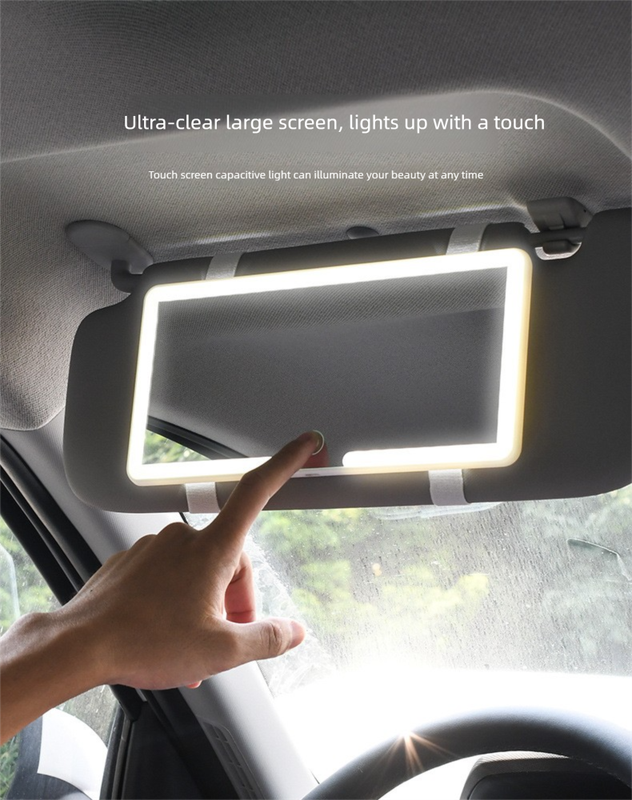 Car visor vanity mirror with LED lights — view 5
