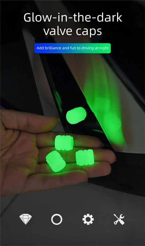 Luminous tyre valve caps glow in the dark 2x4 — view 4