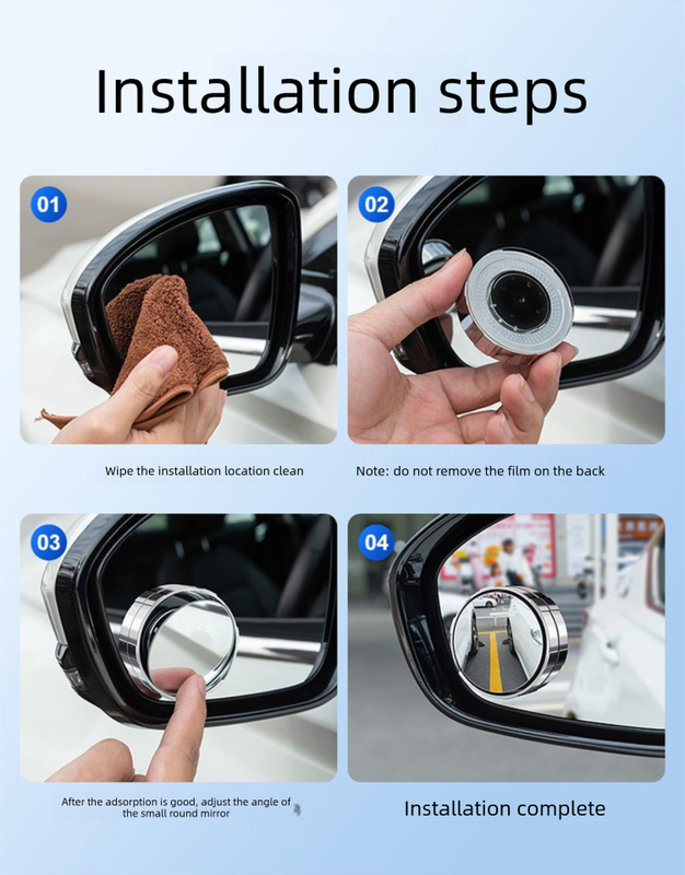2pcs car blind spot convex mirrors 360 adjustable — view 12