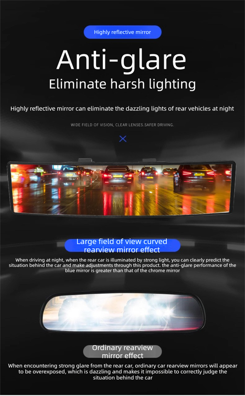 Panoramic wide angle clip-on rear view mirror 28.5cm — view 7