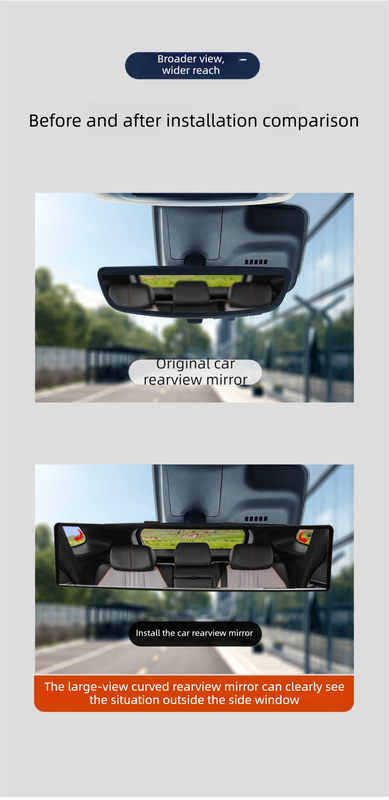 Panoramic wide angle clip-on rear view mirror 28.5cm — view 8