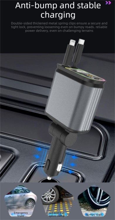 4-in-1 retractable car charger 120W — view 6