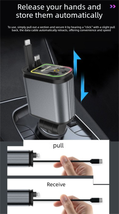 4-in-1 retractable car charger 120W — view 8