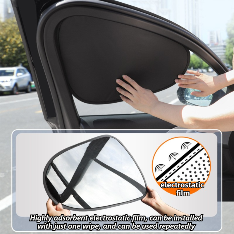 4 pcs static cling car window sunshades — view 4