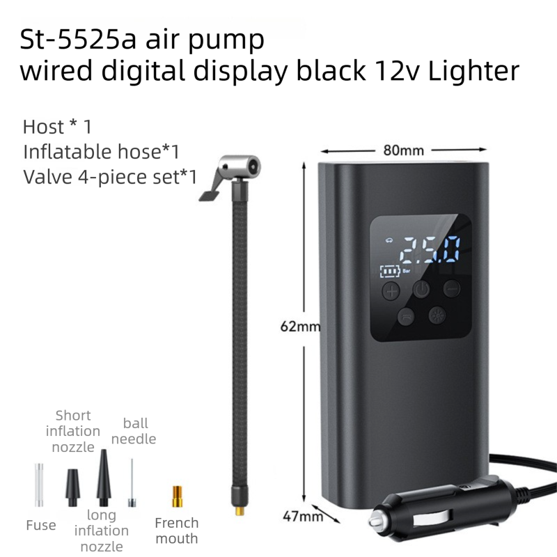 Portable 12V electric tyre inflator LCD — view 2