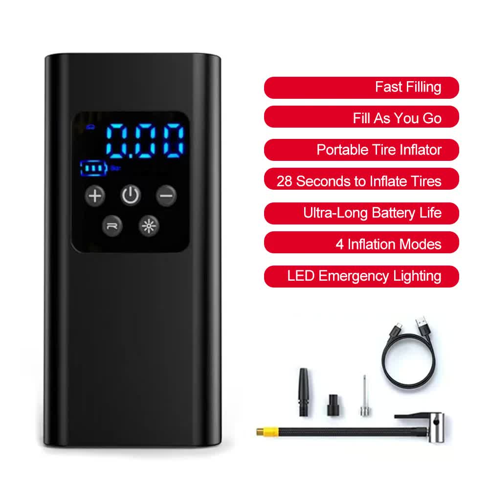 Portable 12V electric tyre inflator LCD — view 4
