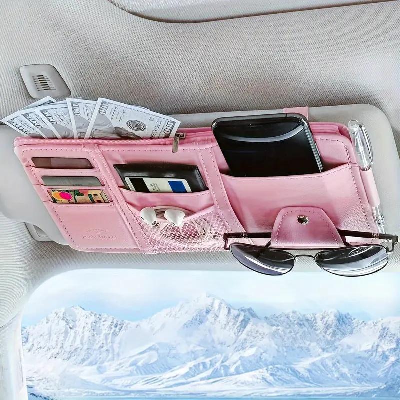 Premium leather car sun visor organiser — view 9