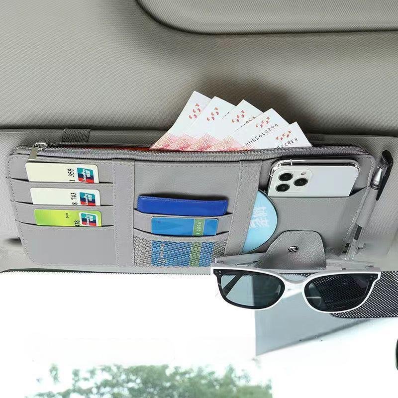 Premium leather car sun visor organiser — view 7