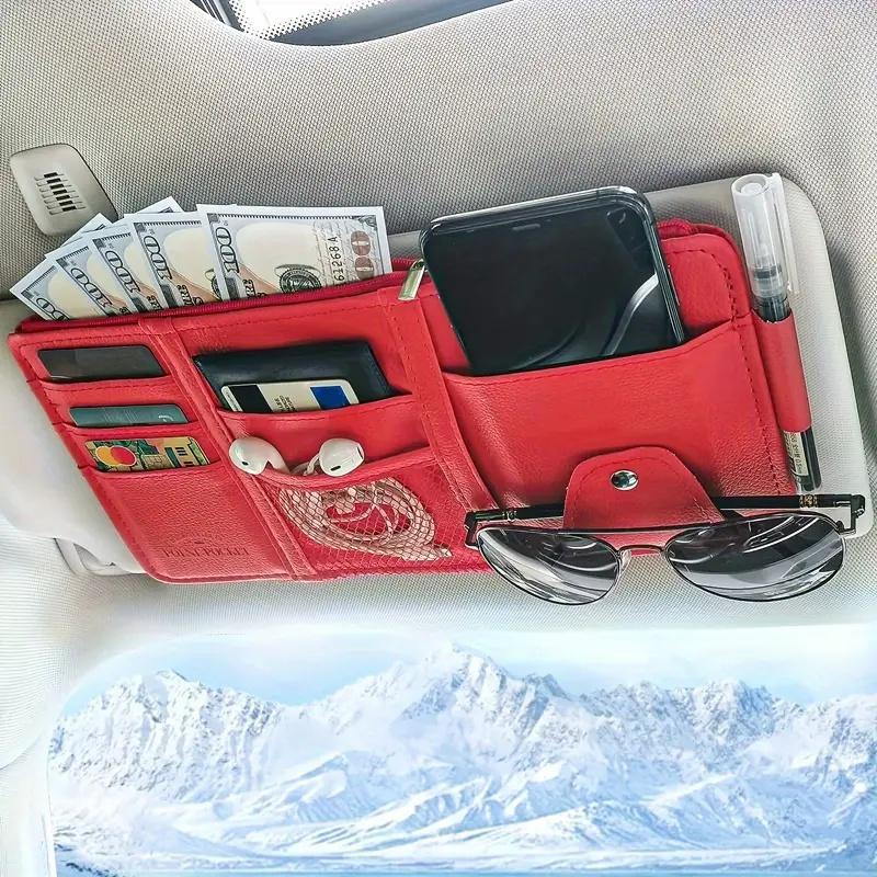 Premium leather car sun visor organiser — view 6