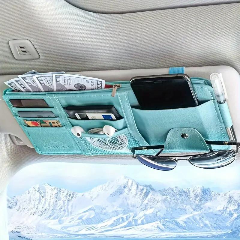 Premium leather car sun visor organiser — view 5