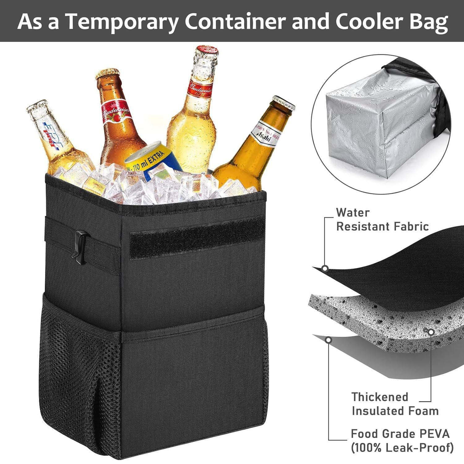 Waterproof Foldable Car Trash Can and Organiser — view 4
