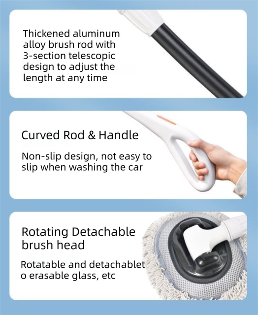 Professional Telescopic Car Microfiber Wash Mop — view 8