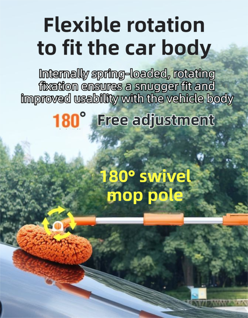 Orange 21° Curved Car Wash Mop — view 6