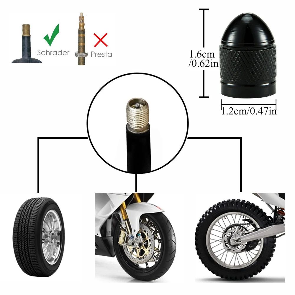4-Pack Aluminium Car Tyre Valve Stem Caps — view 4