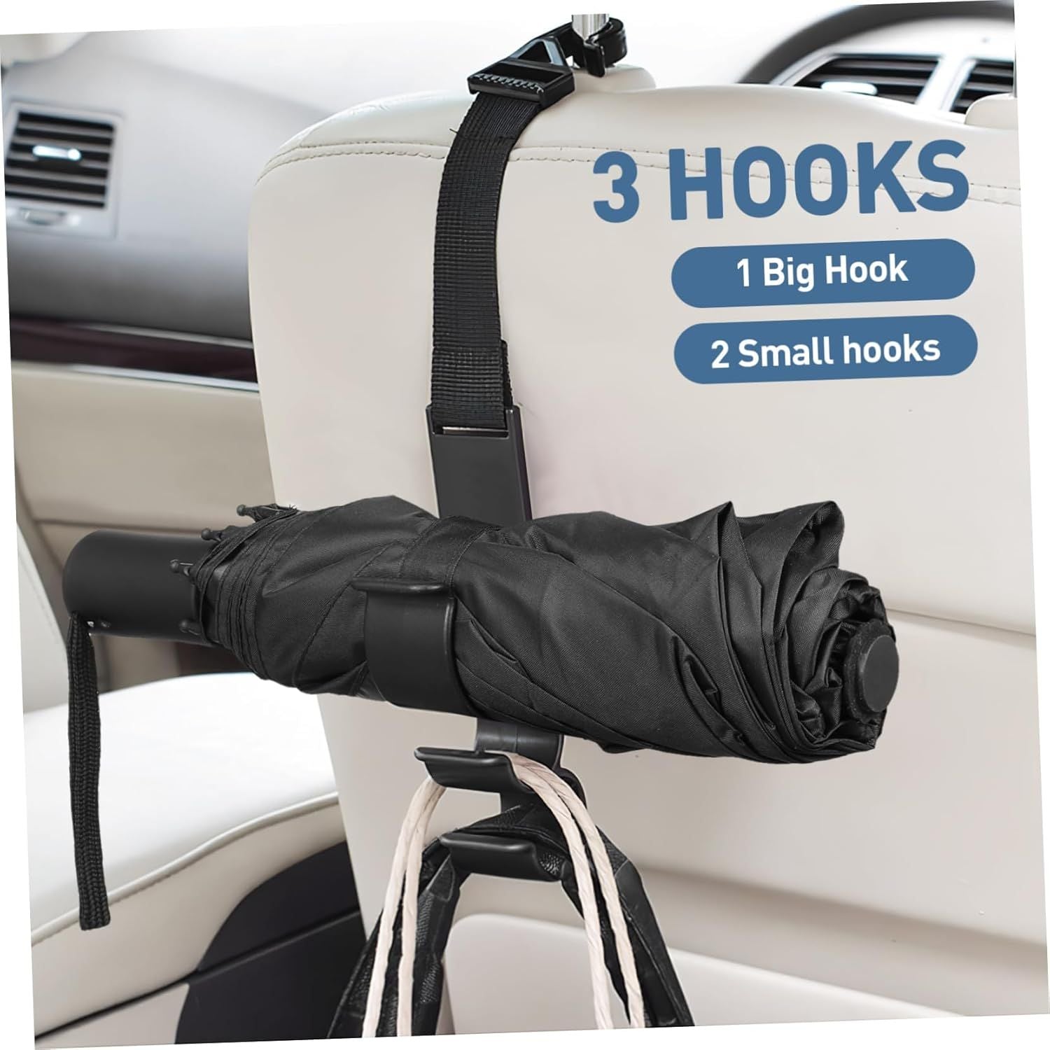 2PCS Multifunctional Car Seat Back Triple Hooks — view 3
