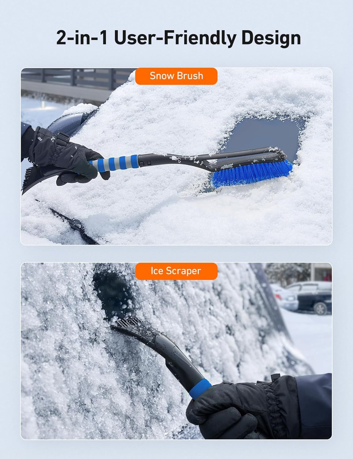 27in Car Snow Brush and Ice Scraper — view 3