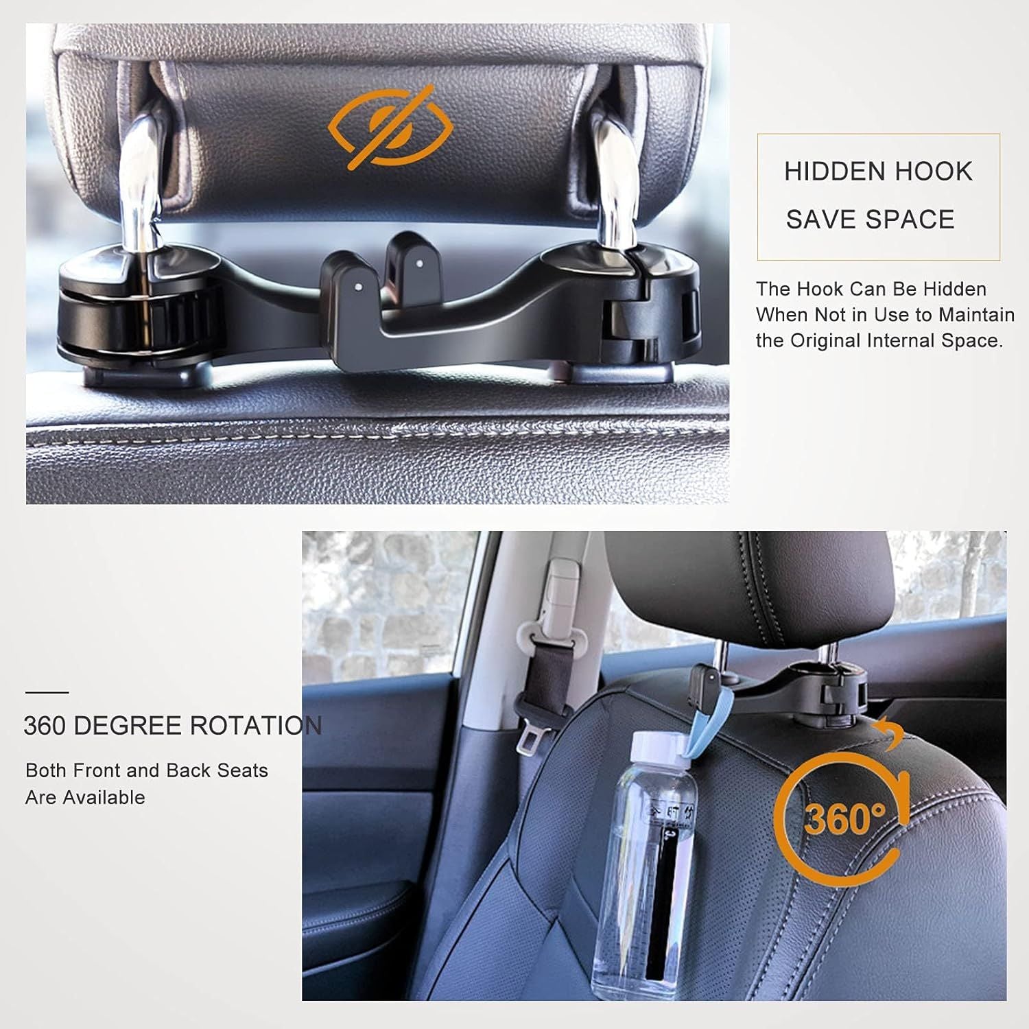 4-pack car headrest hook with phone holder — view 6