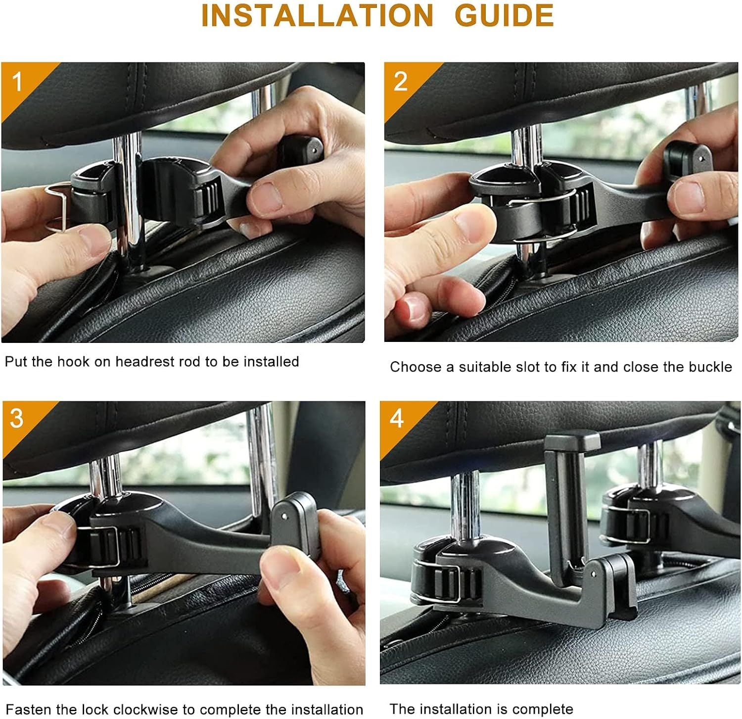 4-pack car headrest hook with phone holder — view 8
