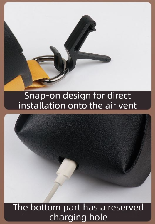 2-pack car air vent leather storage pockets — view 4