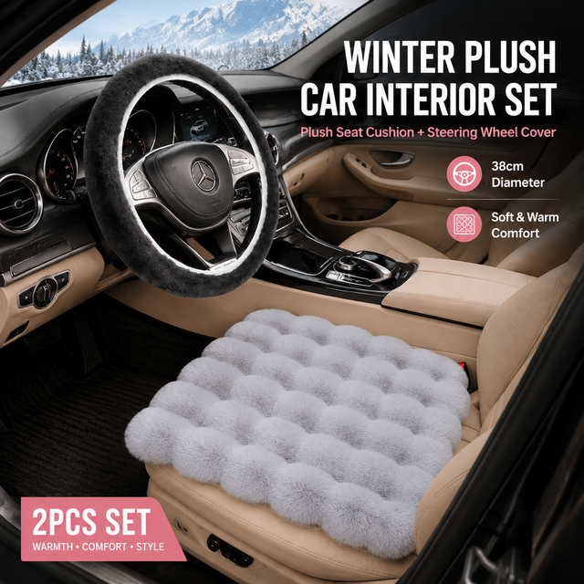2-piece fleece car seat cushion and wheel cover — view 2
