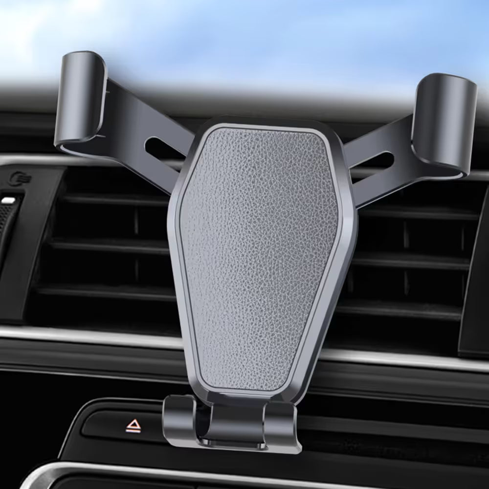 Black car air vent gravity phone holder — view 2