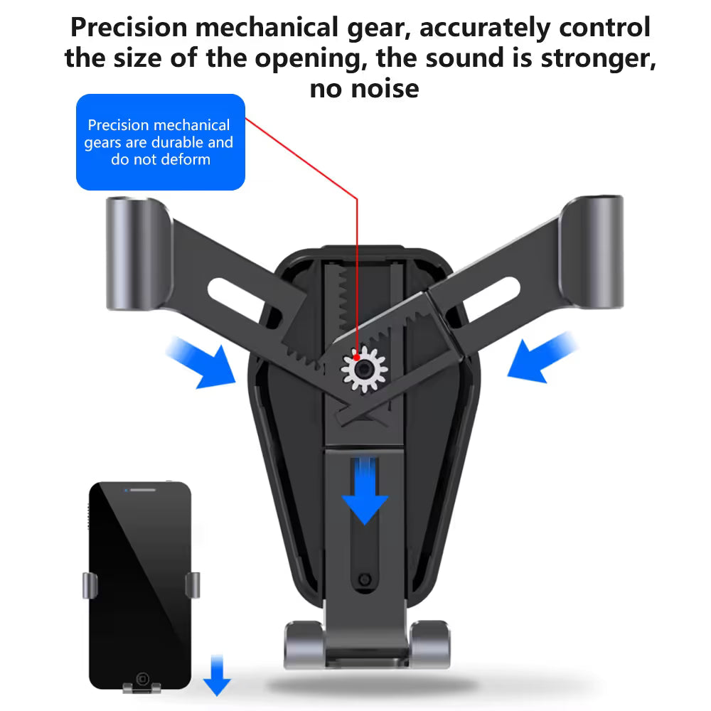 Black car air vent gravity phone holder — view 3