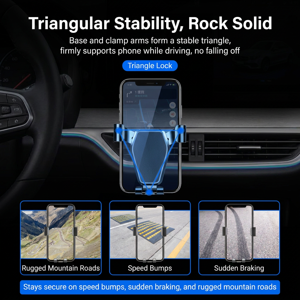 Black car air vent gravity phone holder — view 5