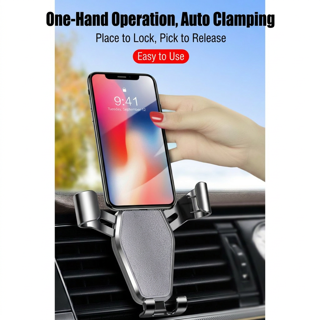 Black car air vent gravity phone holder — view 6