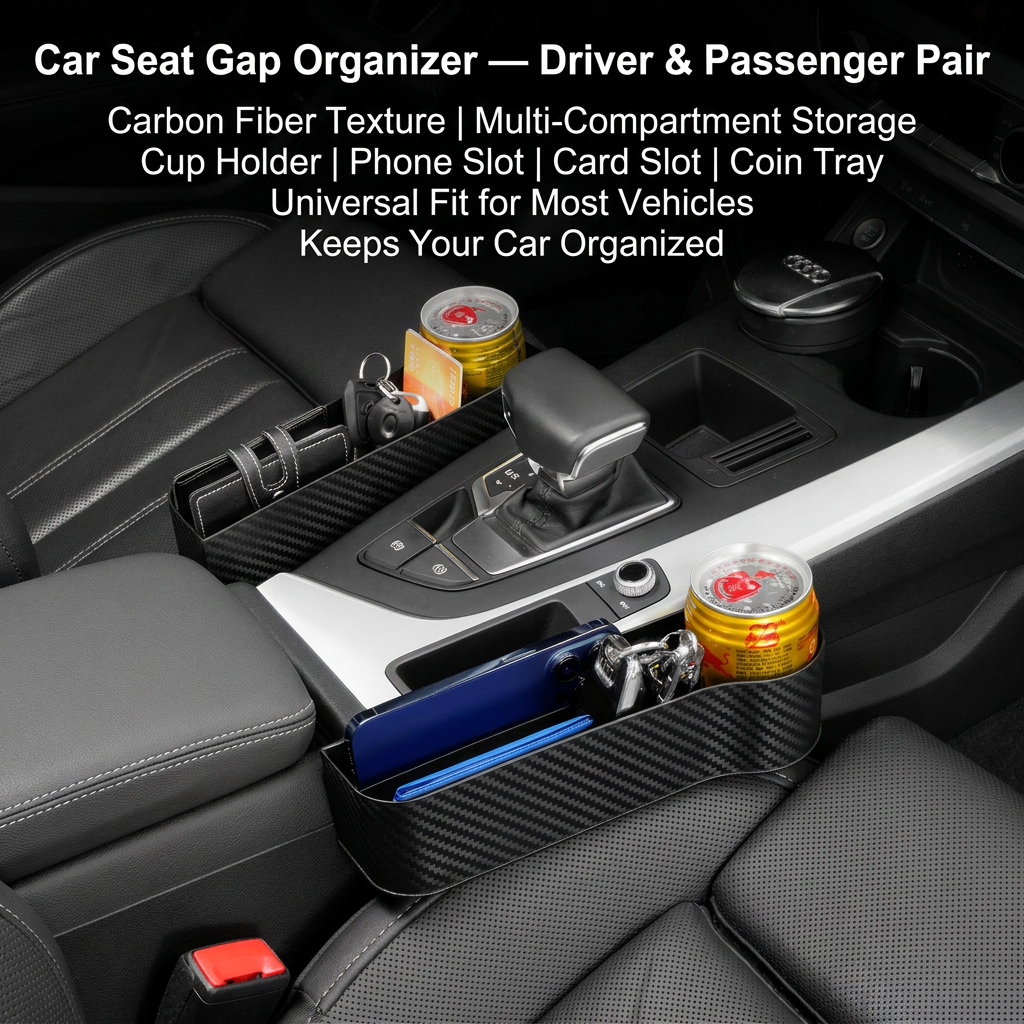 1-pair carbon fibre car seat gap filler — view 2