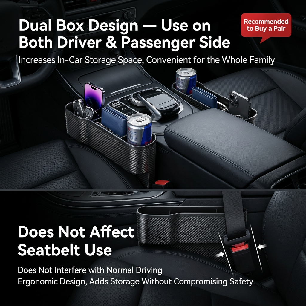 1-pair carbon fibre car seat gap filler — view 5