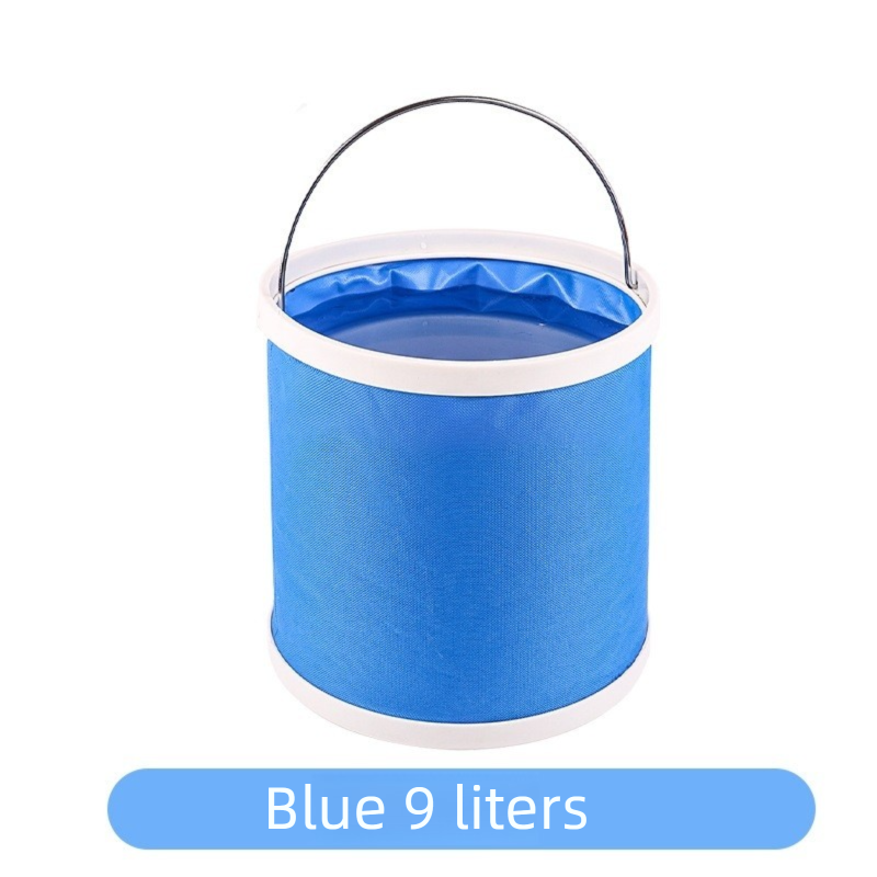 Blue 9L collapsible car wash bucket — view 2