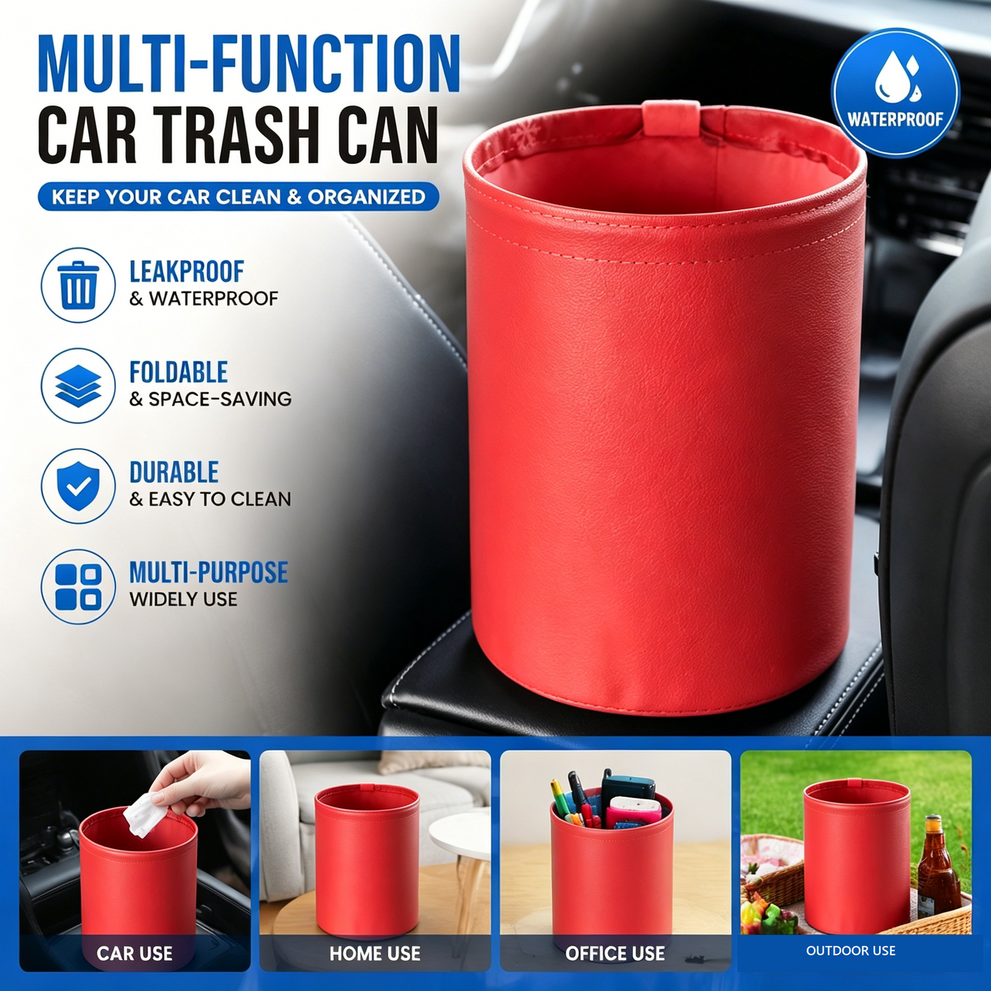 Foldable dual-layer car rubbish bin — view 16