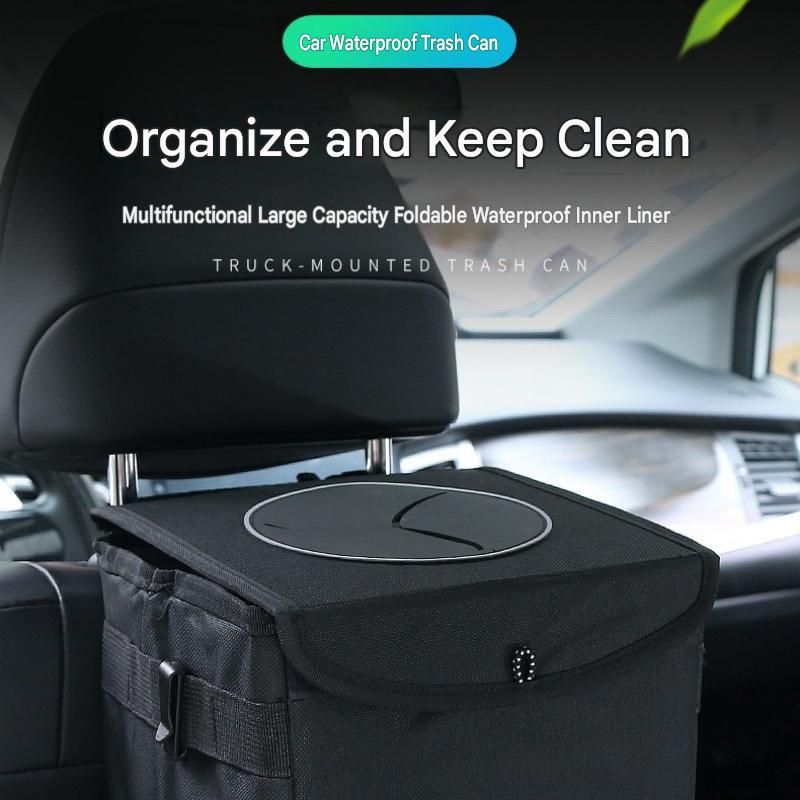 Small foldable car rubbish bin black — view 3