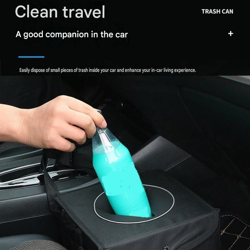 Small foldable car rubbish bin black — view 4