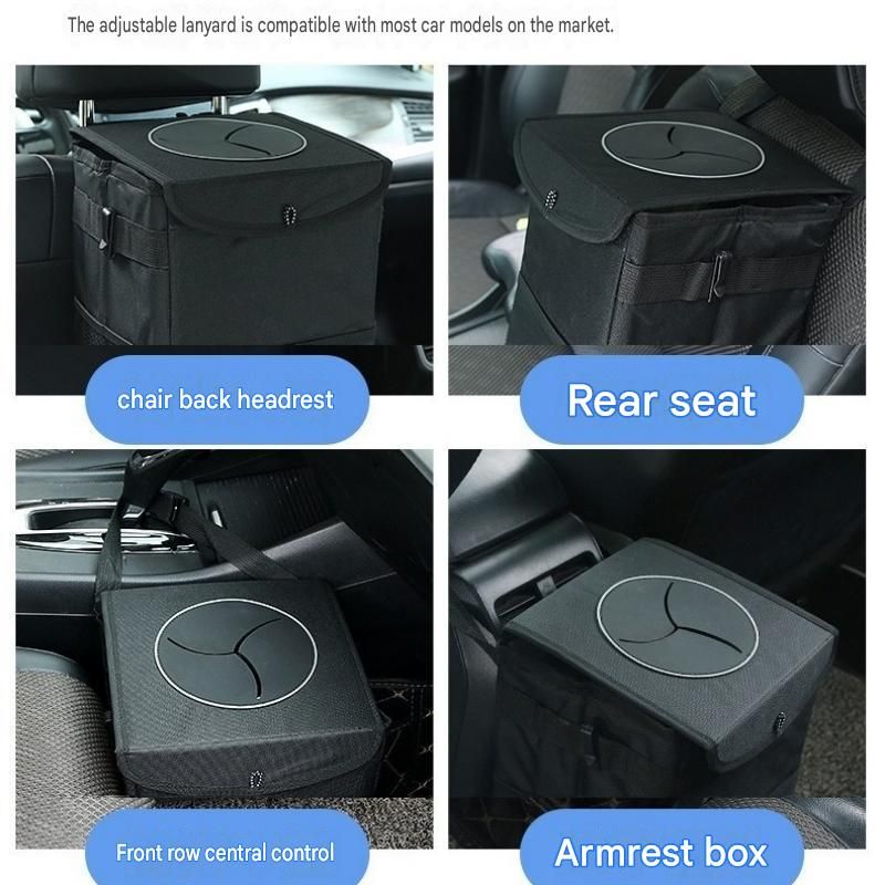 Small foldable car rubbish bin black — view 5