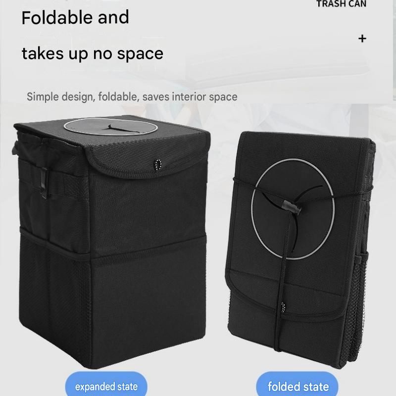 Small foldable car rubbish bin black — view 6