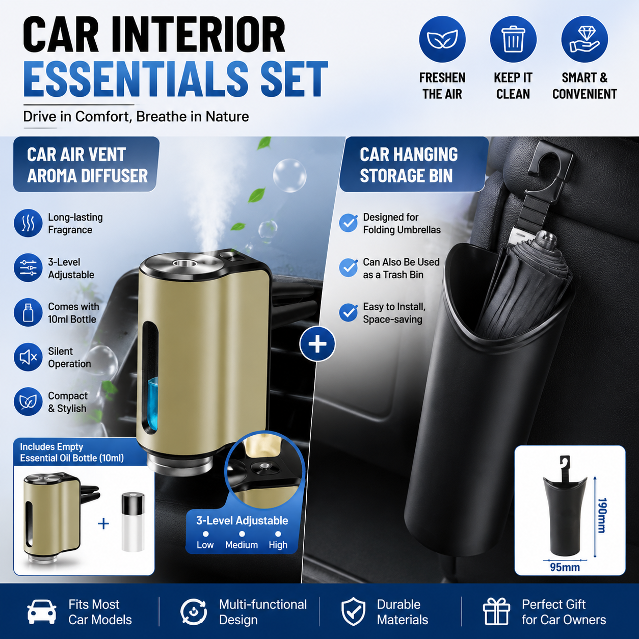 2-piece car aroma diffuser and storage bin — view 18