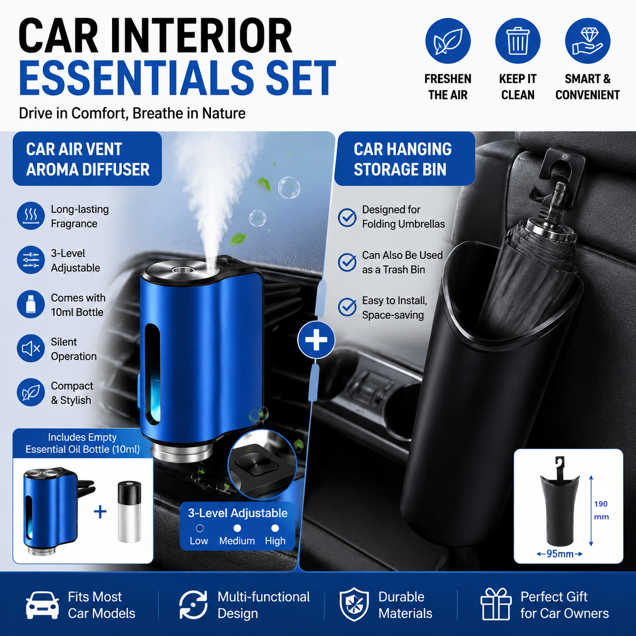 2-piece car aroma diffuser and storage bin — view 17