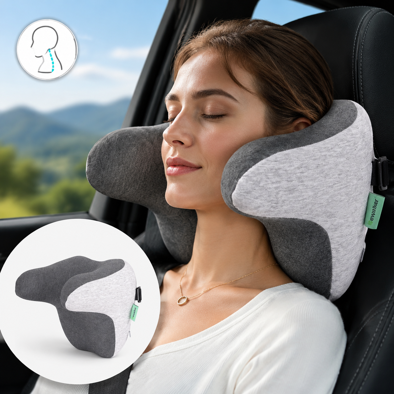 Ergonomic memory foam car neck pillow — view 3