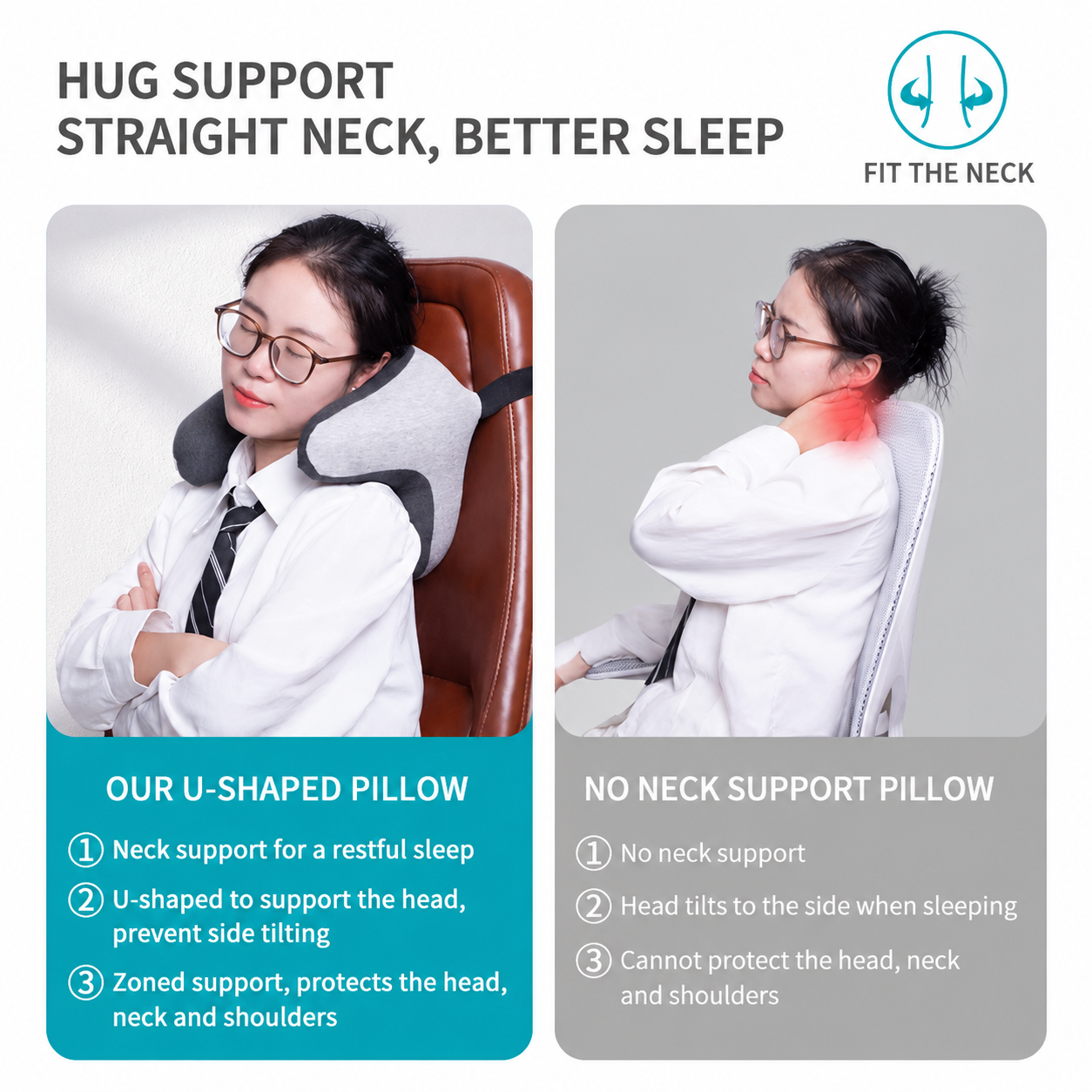 Ergonomic memory foam car neck pillow — view 5