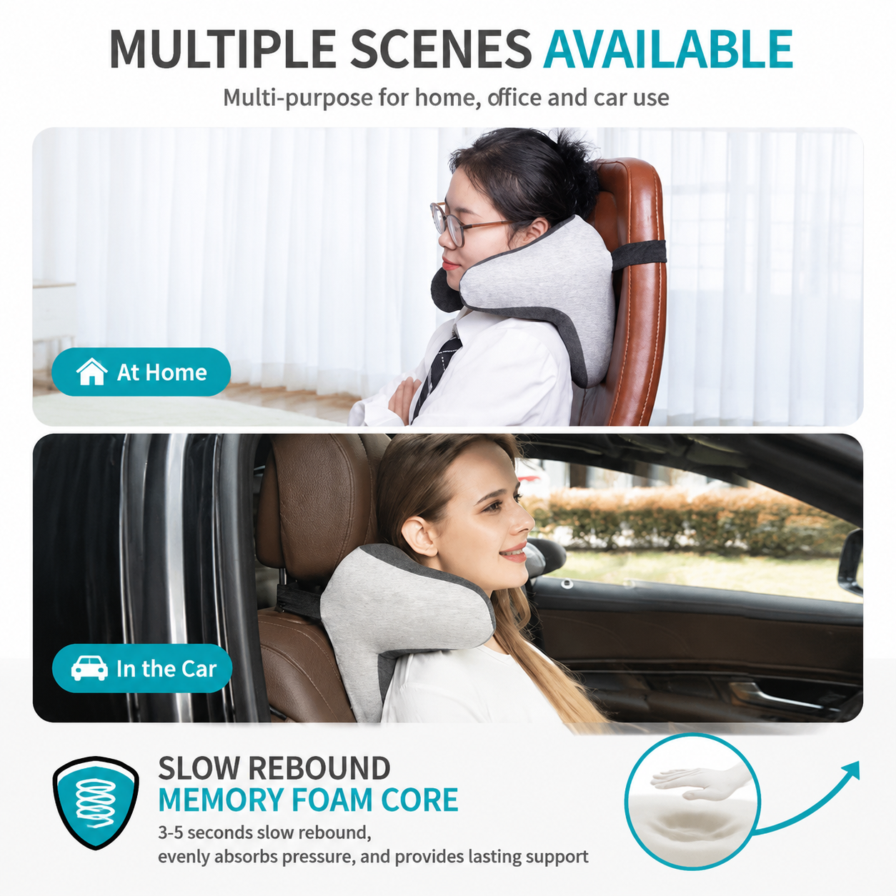 Ergonomic memory foam car neck pillow — view 7