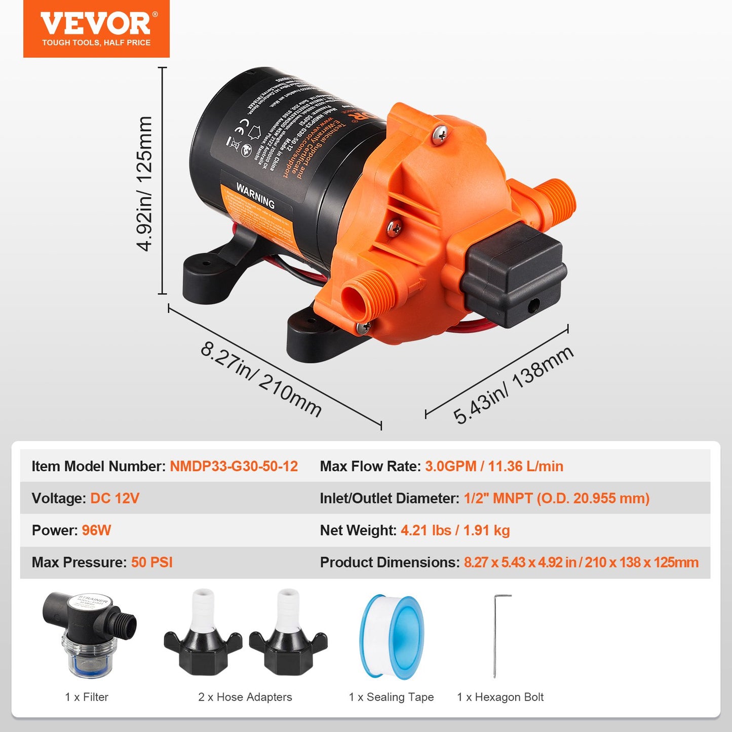 Diaphragm Pump 3GPM 11.36 L/min 3-Chamber — view 8