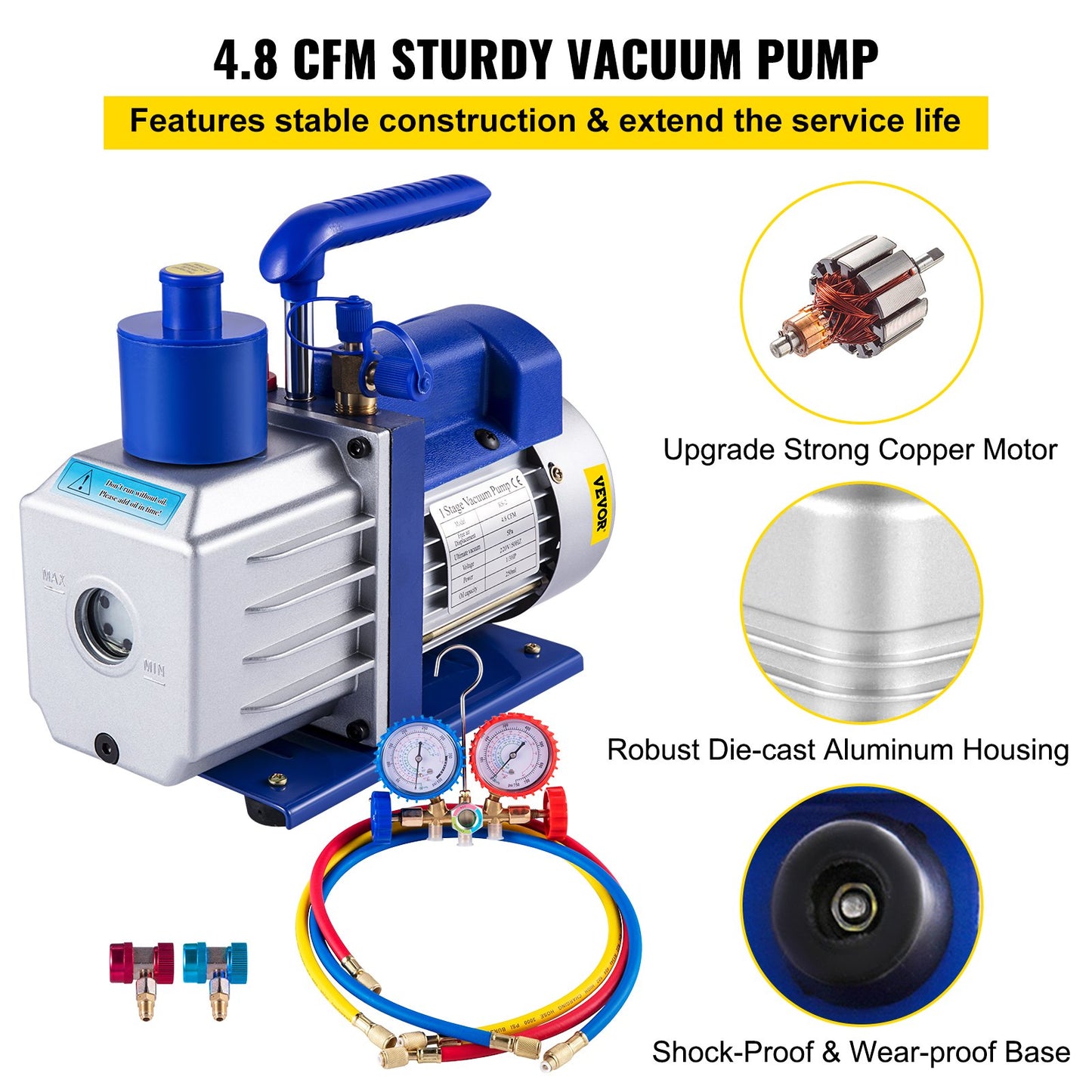 Vacuum Pump 4.8CFM 1/3HP Air — view 4