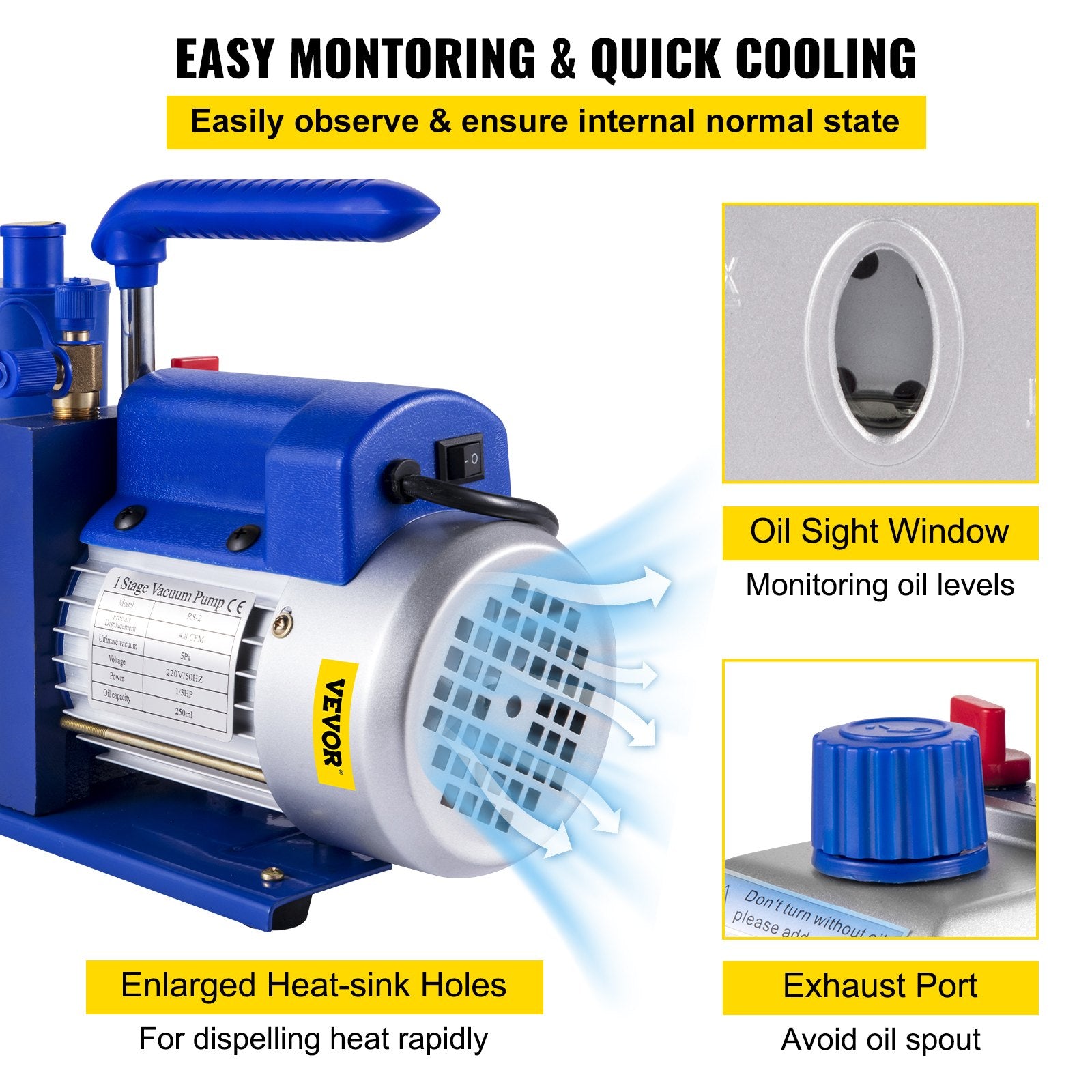 Vacuum Pump 4.8CFM 1/3HP Air — view 7