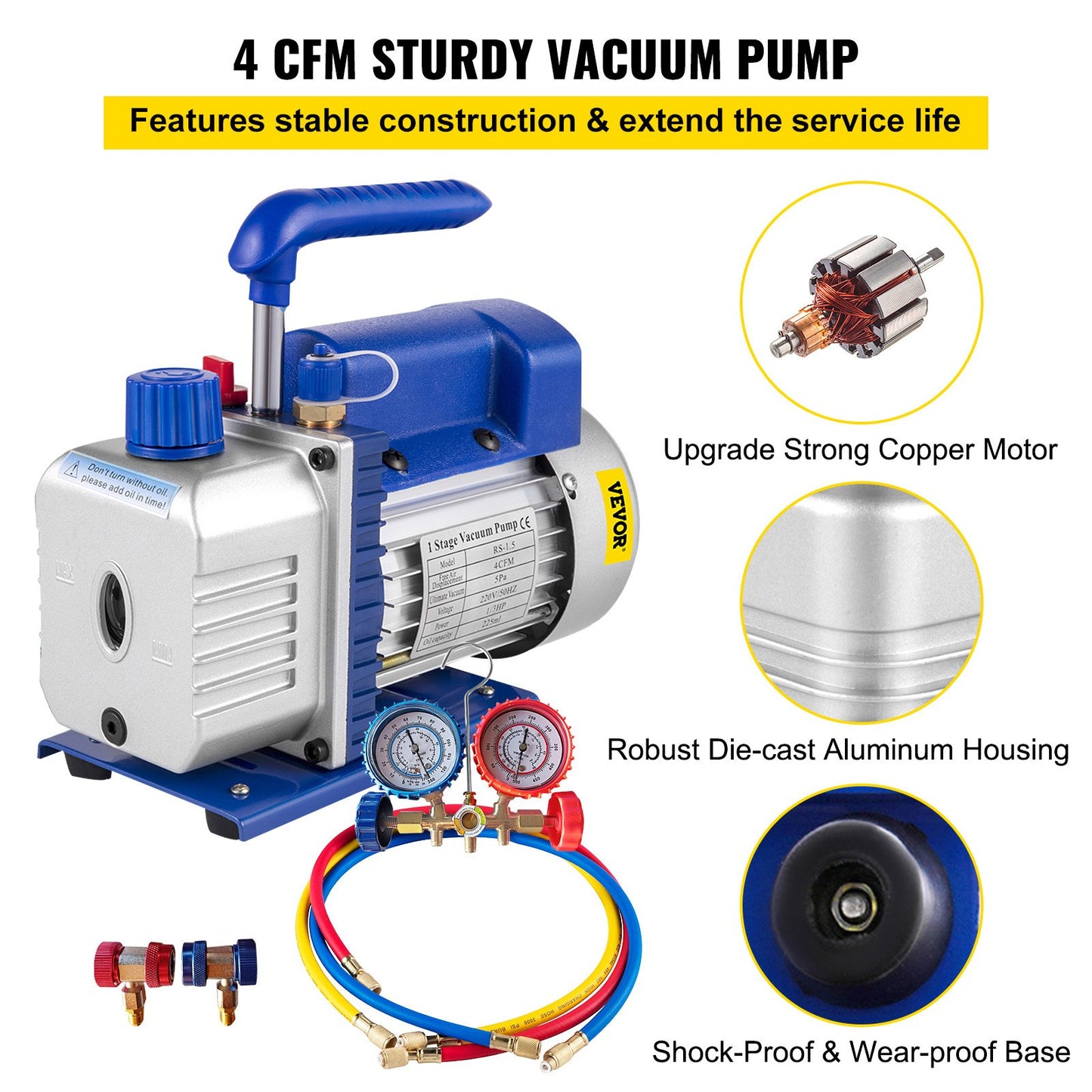 4CFM 1/4HP Rotary Vane Vacuum — view 4