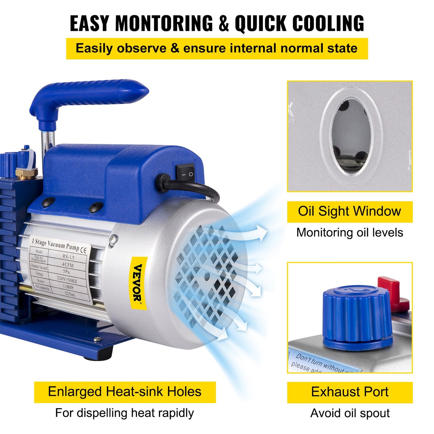 4CFM 1/4HP Rotary Vane Vacuum — view 7